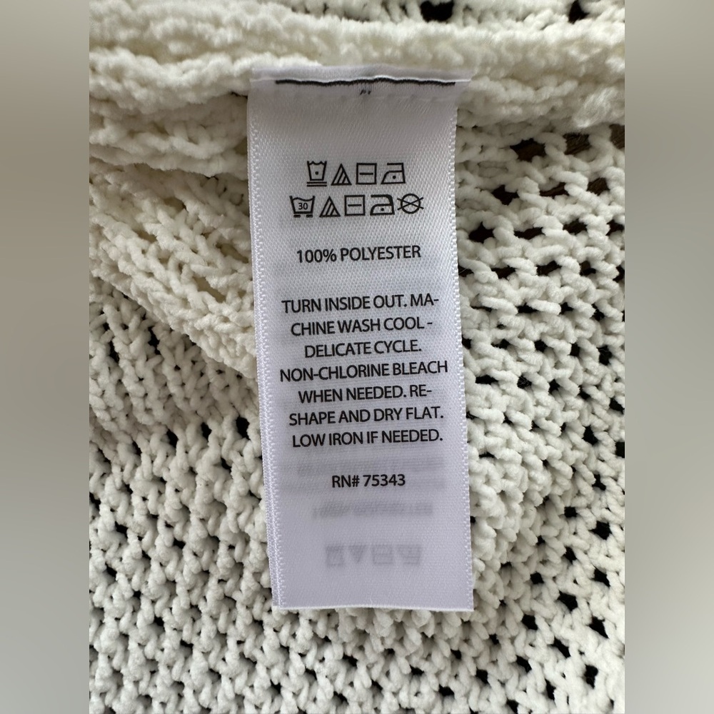 Nicole Miller Artelier Women's 1X Cream Crochet Hooded Sweater | SKU 0726 - Picture 7 of 7